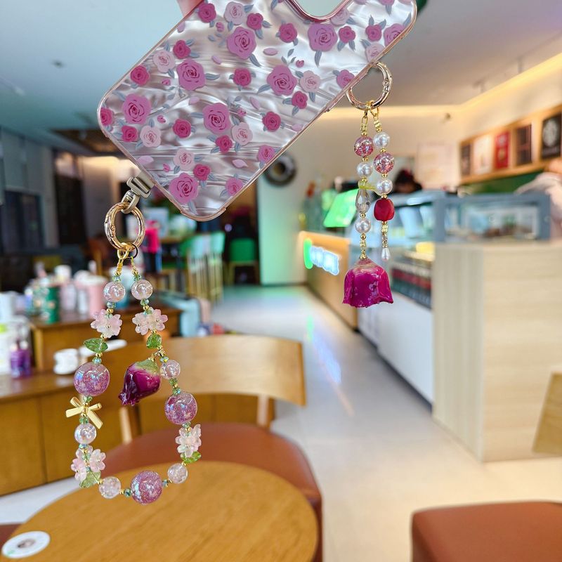 CyberGear Armband im minimalistischen Stil, Accessoires, Anti-Verlust-Etui, Perlenanhänger, ewige Blume, Handykette, hochwertiges Tragegefühl_voghion.com