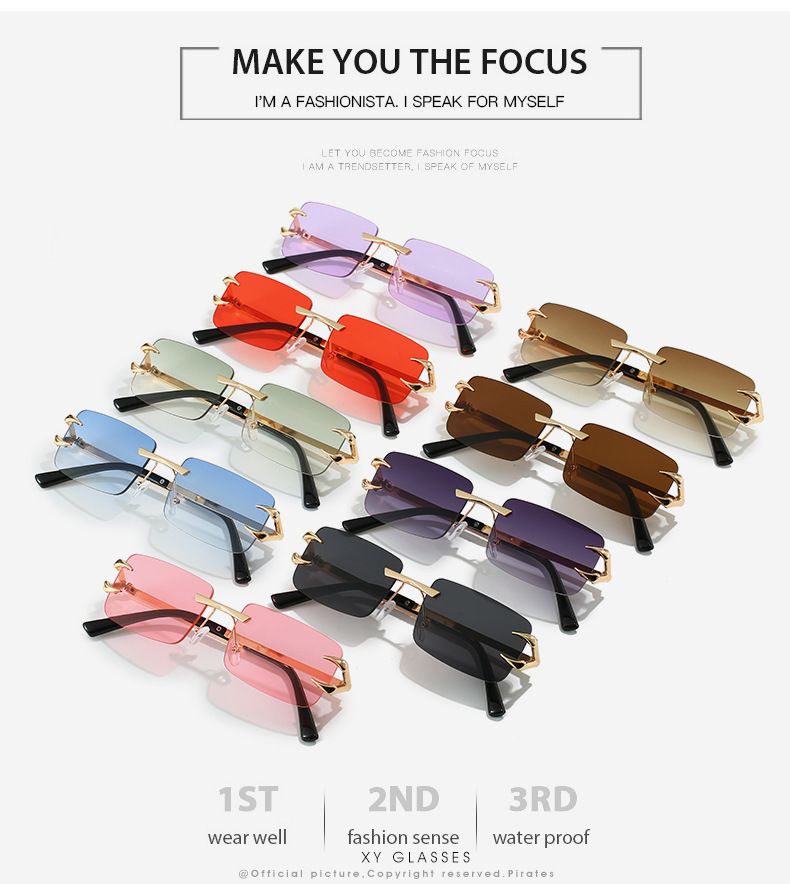 VOOTHOST New Rectangle Rimless Sunglasses Retro Brand Designer Clear Ocean Gradient Eyewear Men Women UV400 Sun Glasses F0285_voghion.com