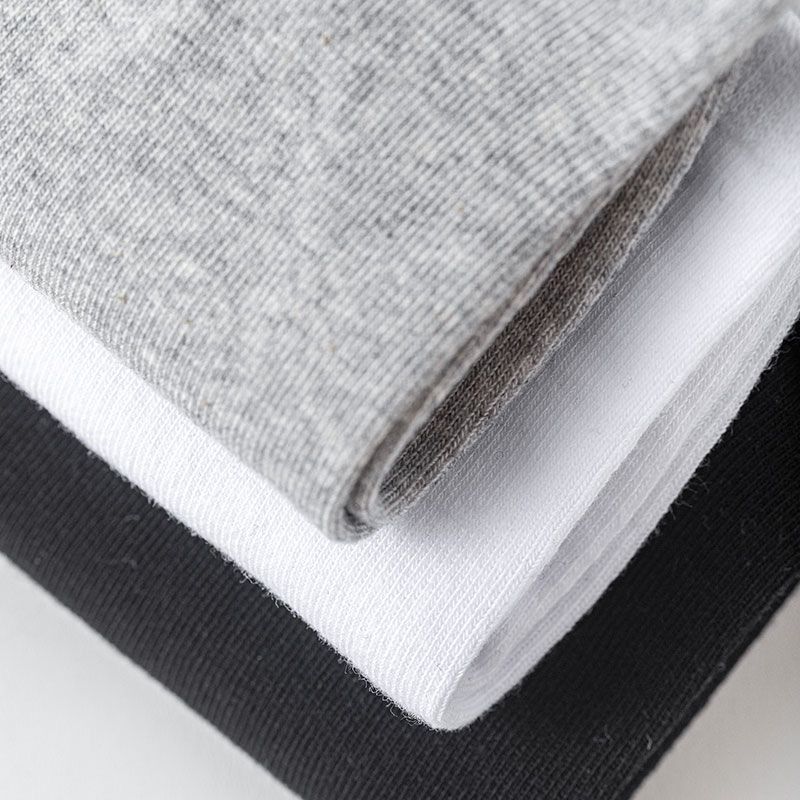 Fënnef Puer schwaarz, wäiss, gro, zolidd Faarf Schëffsocken an onofhängeg Verpakung mat Zipper Poschen_voghion.com