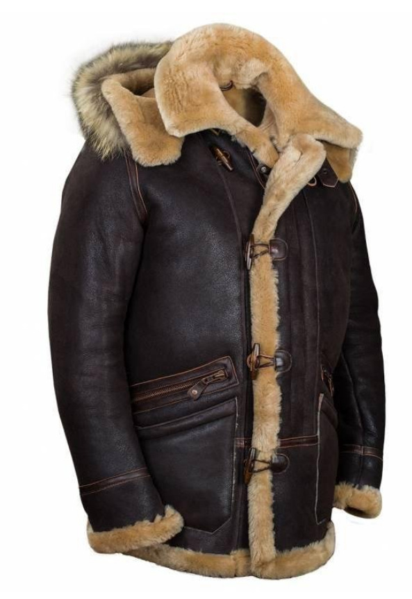 Leather And Integrated Running Capacity Men's Zipper Bag Hooded Fur Coat M Optimized Weight 0.85Kg_voghion.com