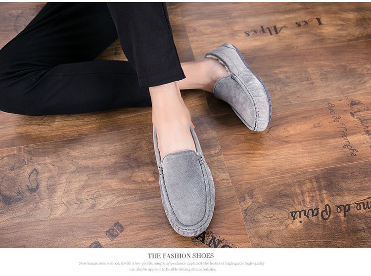 501-3 Winter Heren Bean Schoenen Katoenen Schoenen Rijschoenen Lage Top Mid-mouth Flip-on Warme Platte Casual Leren Schoenen met Fluweel_voghion.com