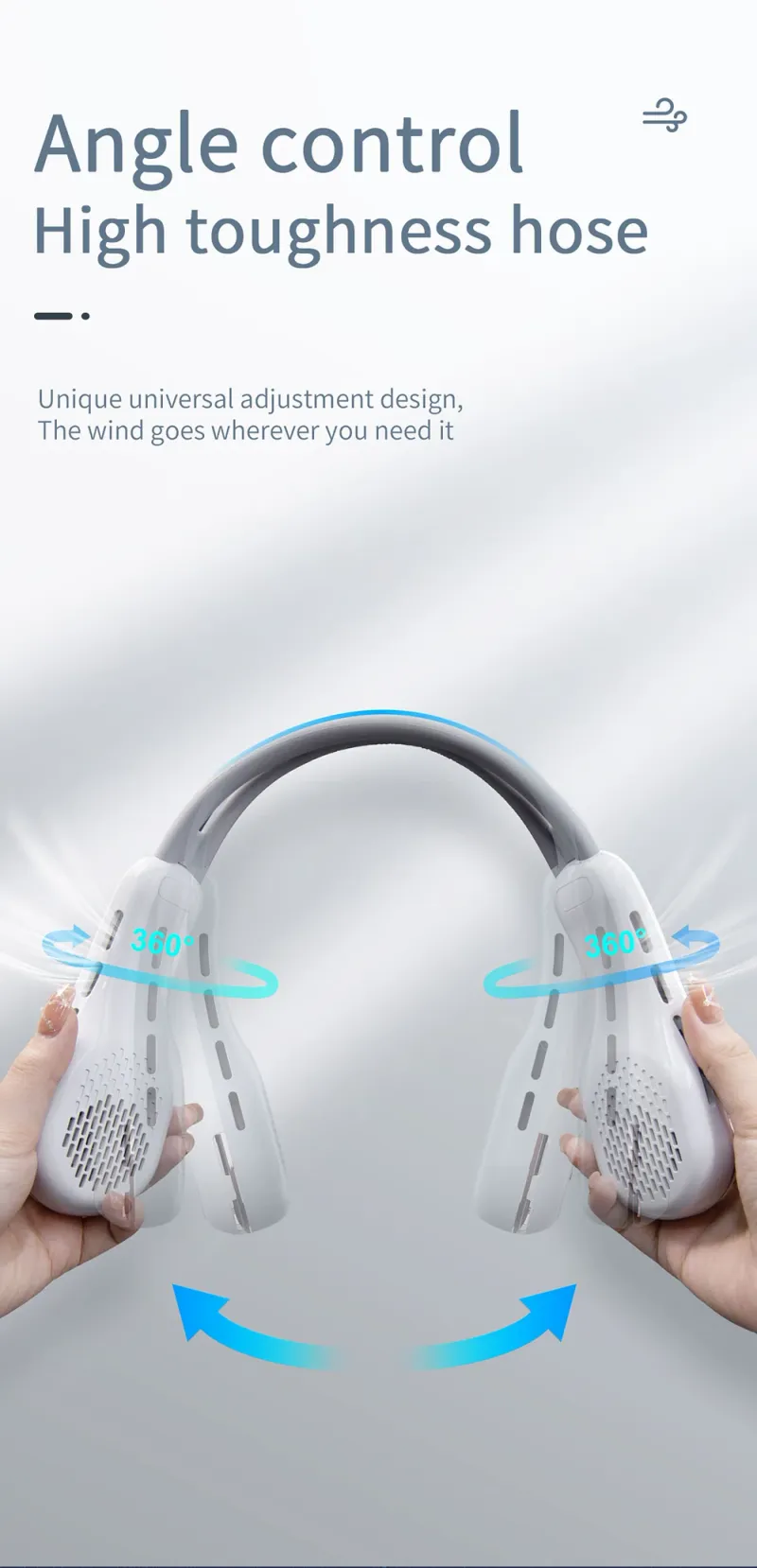 Neuer tragbarer Außenventilator, blendend cool, 7 Farbatmosphärenlichter, Nackenventilator, 3 Gänge, 360 ° einstellbare Windkraftanzeige, Luftkühler_voghion.com