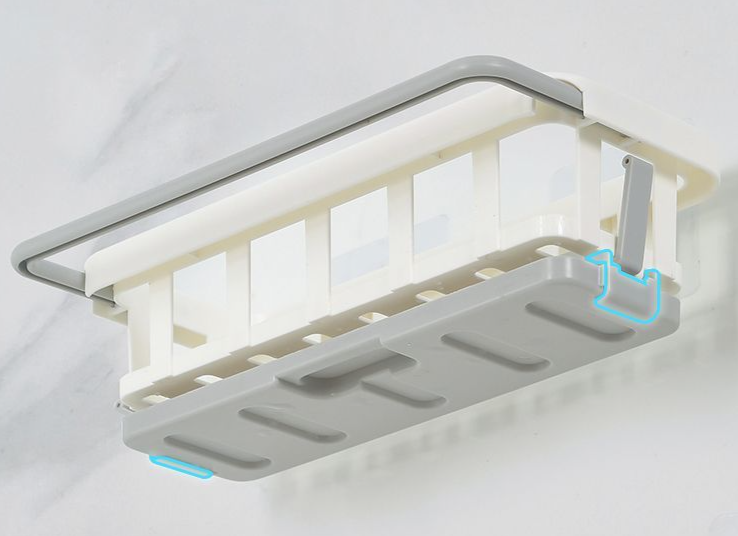 Kitchen Storage No-Drill Wall-Mounted Miscellaneous Organizer Multi-Functional Draining Spice Rack Sink Artifact_voghion.com