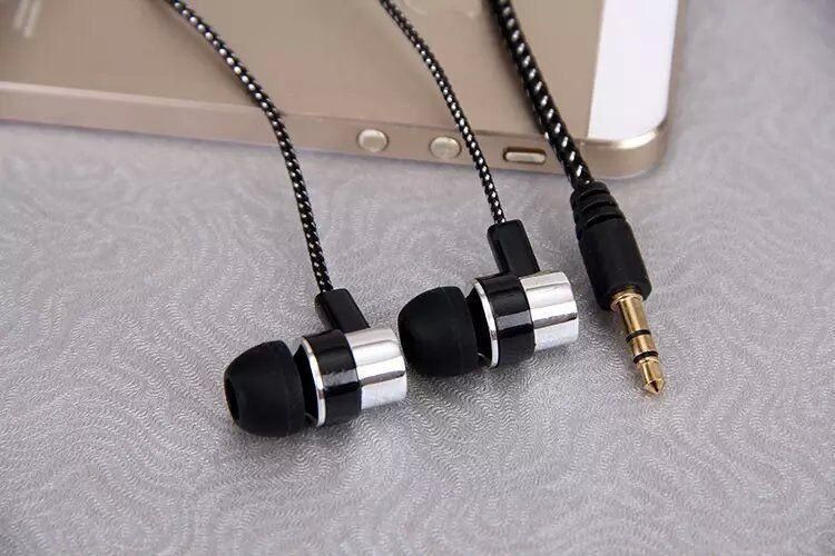 Cuffie auricolari con cavo intrecciato in corda intrecciata per subwoofer pesante, auricolari MP3/mp4 alla moda_voghion.com