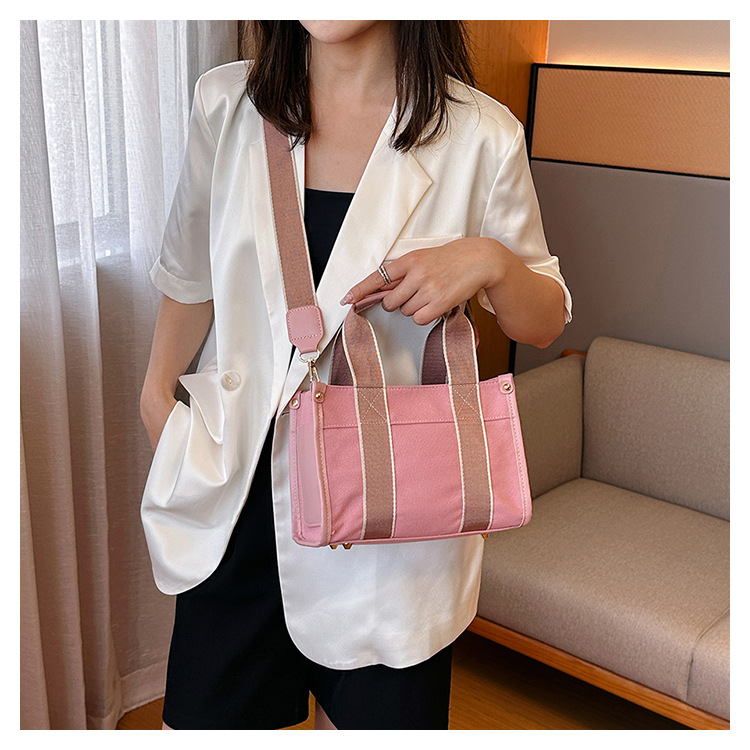 Japan and South Korea Foreign Trade Canvas Bag Women 2023 New Trendy Fashion handbag niche hit color commuting shoulder Messenger bag_voghion.com