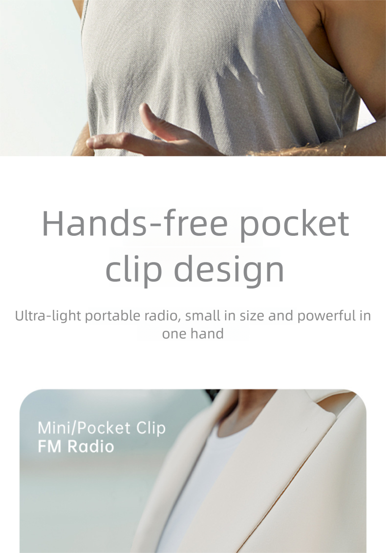 Rechargeable Mini Portable Radio Small Pocket-sized Compact FM Tuner With Clip For Elderly And Meetings_voghion.com