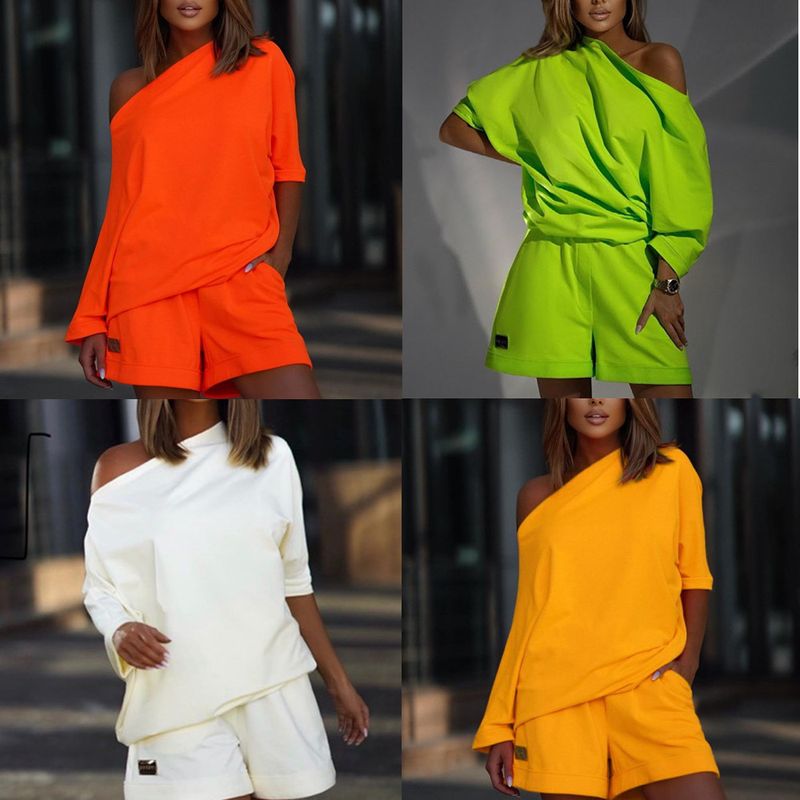 Women's Fashion Trendy Sweatshirt And Pants Off-Shoulder Loose Two-Piece Set 2022 New Style_voghion.com