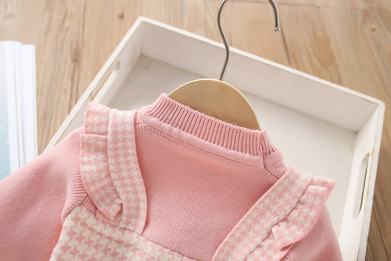 Camisola de lana de estilo occidental para niña, vestido de princesa tejido de dos piezas falso con dibujos animados, otoño/invierno 2023_voghion.com