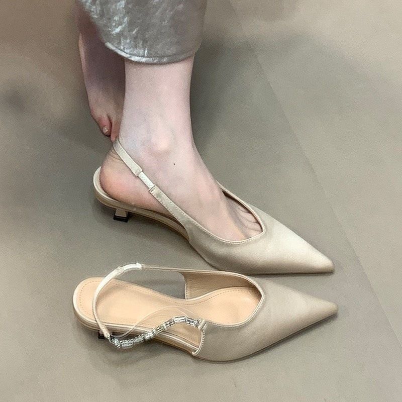 High-end Sense Of Fine High-heeled Rhinestone Dress, Pointed Closed-toe Sandals_voghion.com