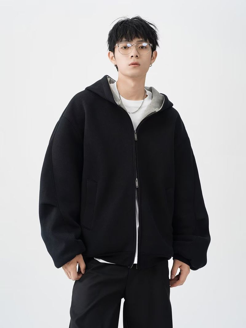 Frühlings-Doppelseitiges Kapuzen-Sweatshirt aus Baumwolle für Herren in Korridorform mit kontrastierender Farbe, Freizeitjacke, Hoodie_voghion.com