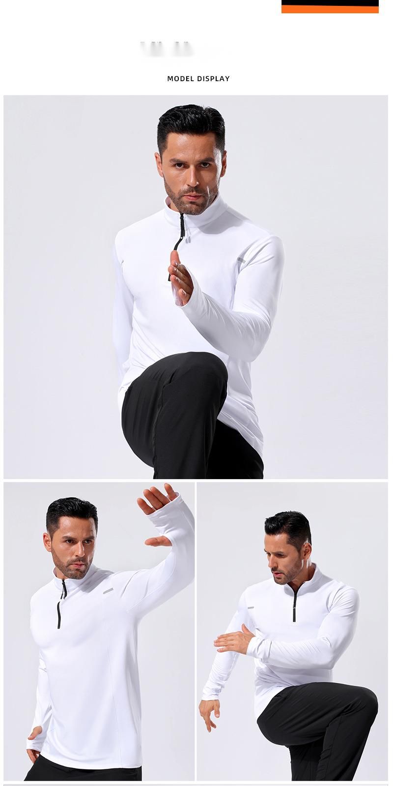 Langarm-T-Shirt für Herren – ideal für Herbst und Winter, mit halbem Reißverschluss, atmungsaktiv und elastisch._voghion.com