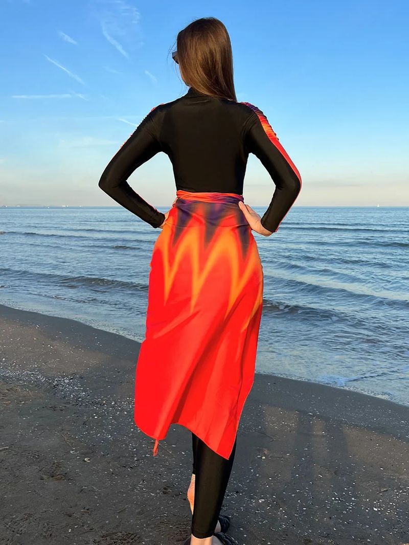 Costume da bagno da spiaggia musulmano a 4 pezzi, con maniche a sbuffo, all inclusive, da donna_voghion.com