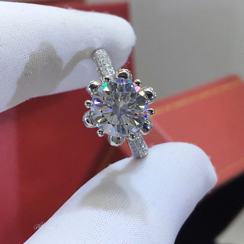 American Mosan Diamond Platinum Pure Silver Luxury Set Anello a sei griffe Imperatore del ghiaccio e della neve da donna_voghion.com