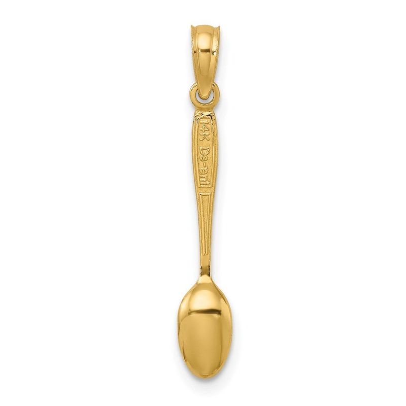 14K 3-D W/ Black Enamel Table Spoon Charm_voghion.com