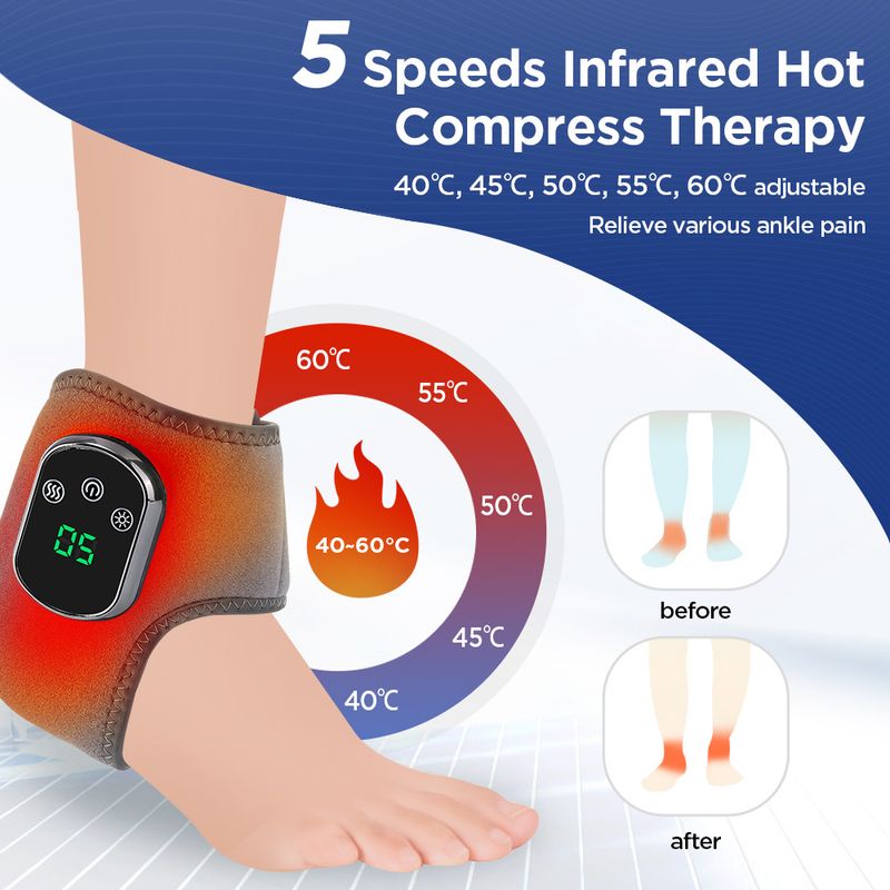 Massaggiatore elettrico per piedi con massaggio riscaldante, supporto per caviglia, terapia del calore a 5 livelli, vibrazione a 3 livelli_voghion.com