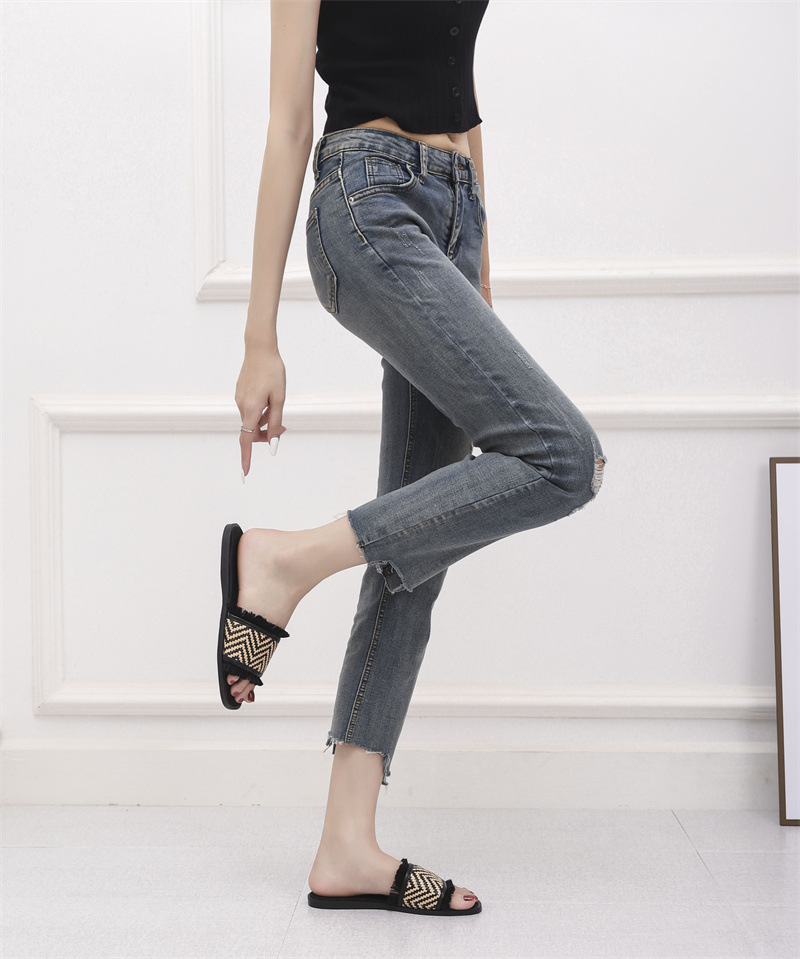 Women's Boho Tassel Slide Sandals (Flat Beach Flip Flops - Woven Straps With Fringe Details, Minimalist Style For Summer & Vacation)_voghion.com