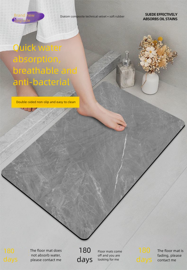 Weiche Kieselgur saugfähige Badezimmer rutschfeste schnelltrocknende Fußmatte Toilette Haushaltsteppich_voghion.com