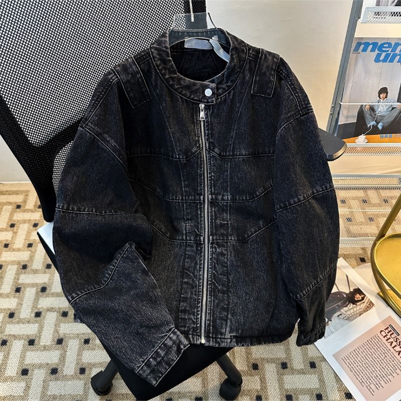 Small Niche Deconsrucion Splicing Denim für Männer, Sree Syle Washed American Syle, Disressed Workwear, Casual_voghion.com