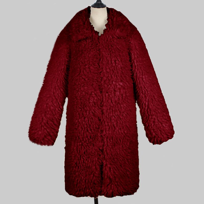 Women's Clothing autumn and winter new product lapel long plush fur jacket top women's coat_voghion.com