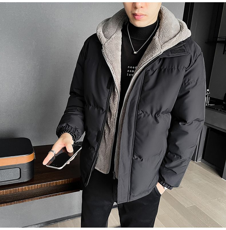 Men's Clothing Men's Fleece-Lined Hooded Parka Jacket With Two-Tone Design, Warm Winter Coat For Teens & Adults (Gray, Black, Khaki, Sizes M-8XL)_voghion.com