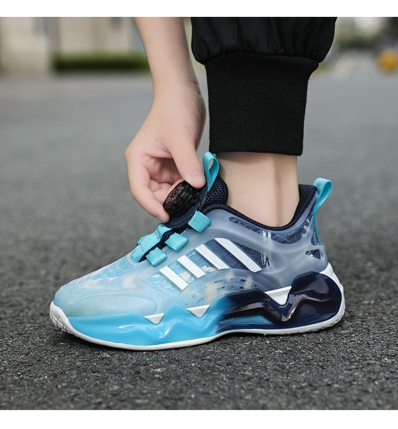 Chaussures de sport pour garçons, nouvelle collection printemps-automne 2023, maille respirante, boucle rotative blanche, pour enfants, course à pied pour filles_voghion.com