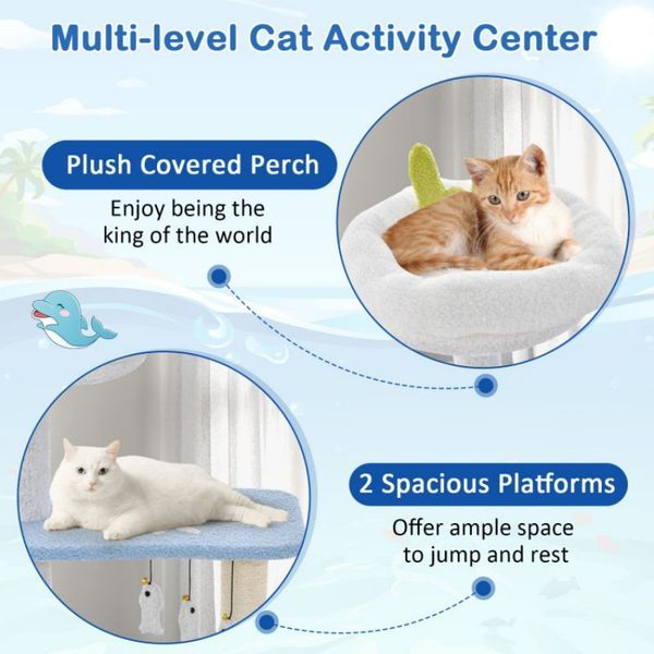 3-level Cat Tower With Sisal Covered Scratching Posts_voghion.com