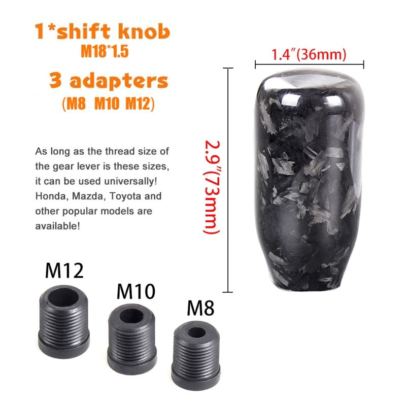 Pommeau de levier de vitesse universel en fibre de carbone pour transmission manuelle, avec adaptateurs M8, M10 et M12, livraison directe_voghion.com