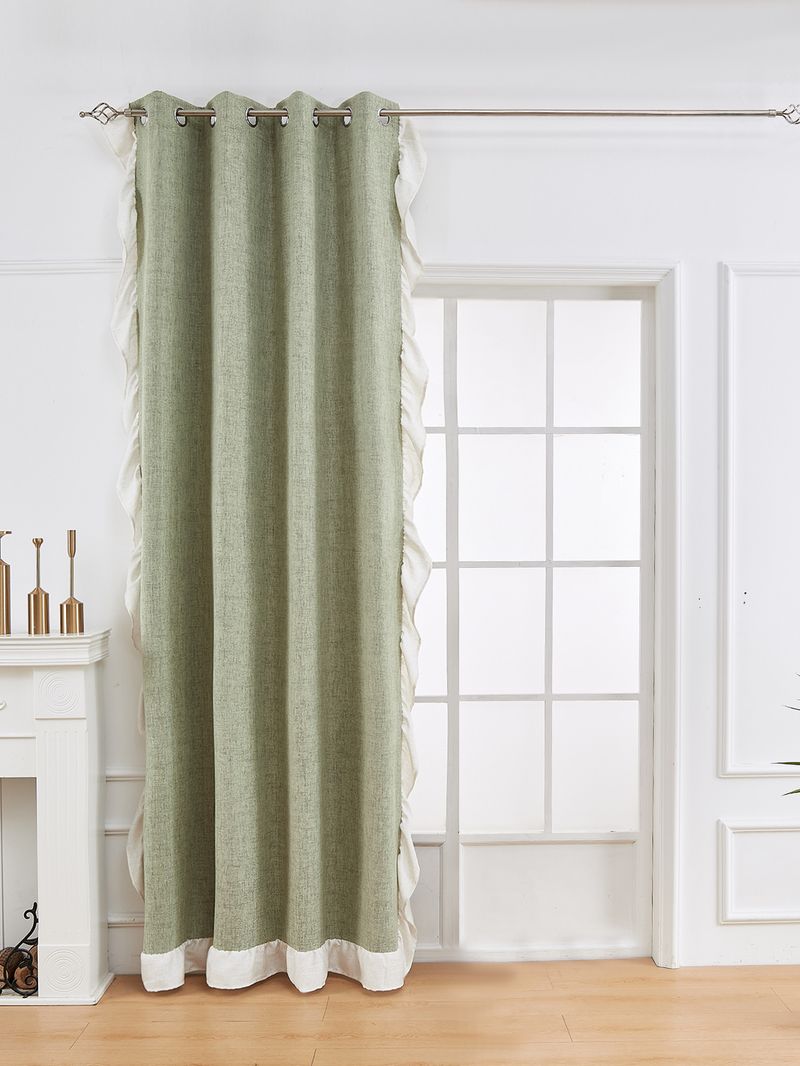 French Ruffled Full Blackout Thickened Linen Edge Finished Bedroom Living Room Curtains_voghion.com