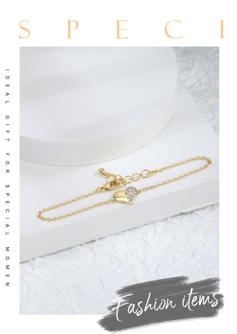 Damenschmuck Little Fairy Fresh Style Love Diamond Armband Kupfer überzogenes echtes Gold Zirkon Handschmuck_voghion.com