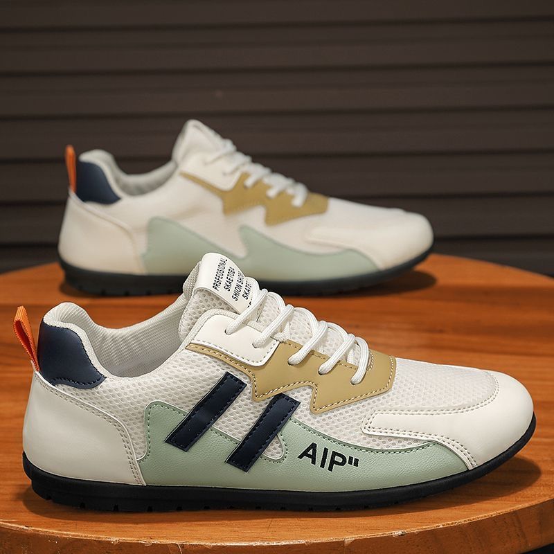 Summer New Breathable Mesh White Men's Trendy Versatile Flat Casual Single Sports Board Shoes_voghion.com