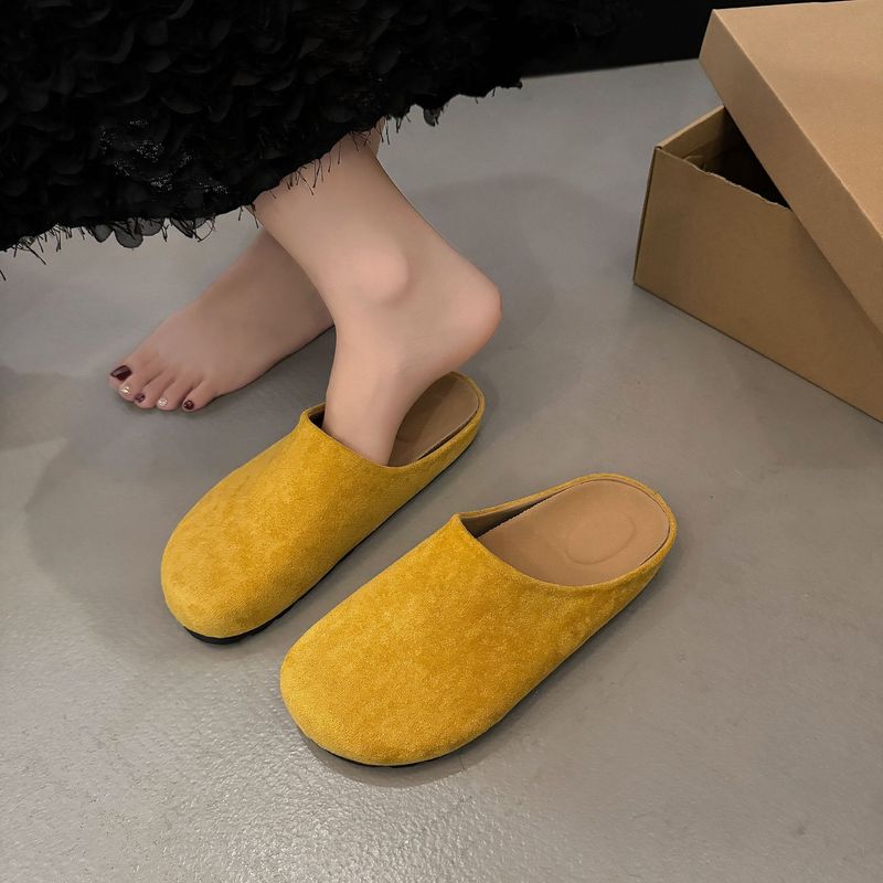 Pantofole retrò primaverili ed estive da donna, con tacco basso e gonna, pantofole a metà polpaccio_voghion.com