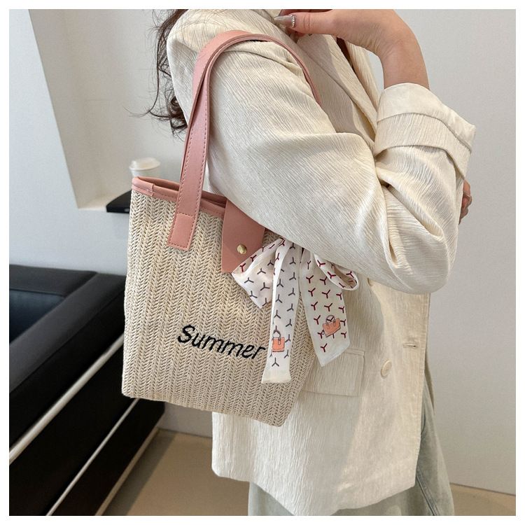 Borsa secchiello sciarpa personalizzata per ragazza, unica, tessuta 2024, nuova estate, fresca spiaggia Versatile_voghion.com