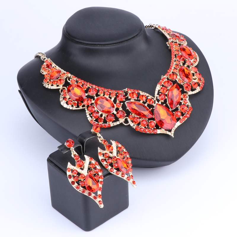 Set di gioielli da donna, da sposa, collana e orecchini pendenti con cristalli a goccia d'acqua a forma di goccia d'acqua_voghion.com