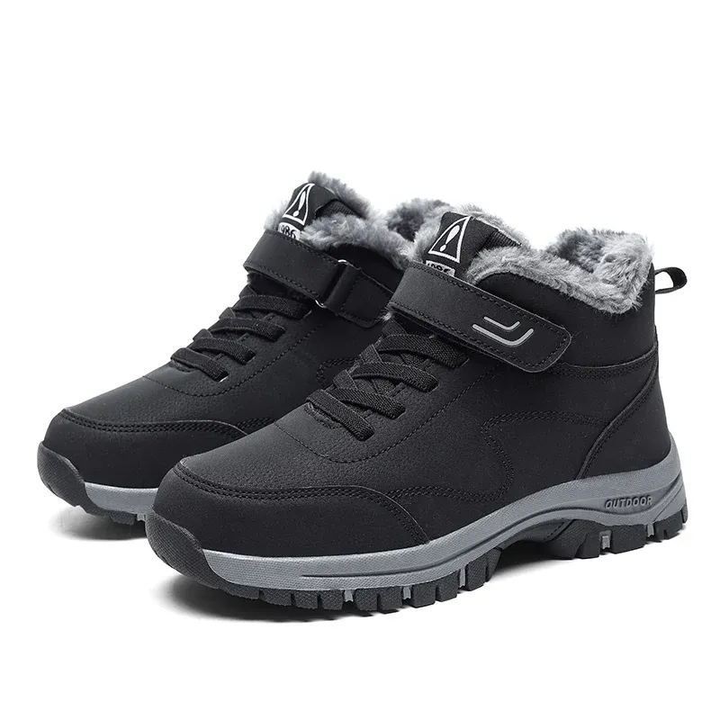 New Winter Boots For Men Waterproof PU Leather Warm Snow Ankle Boots Outdoor Warm Plush Non-slip Work High-top Casual Shoes_voghion.com