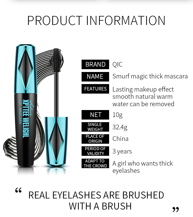 Maquillaje QIC Qinicai 4D Eye Black resistente al agua, rizado, espeso y sin manchas._voghion.com