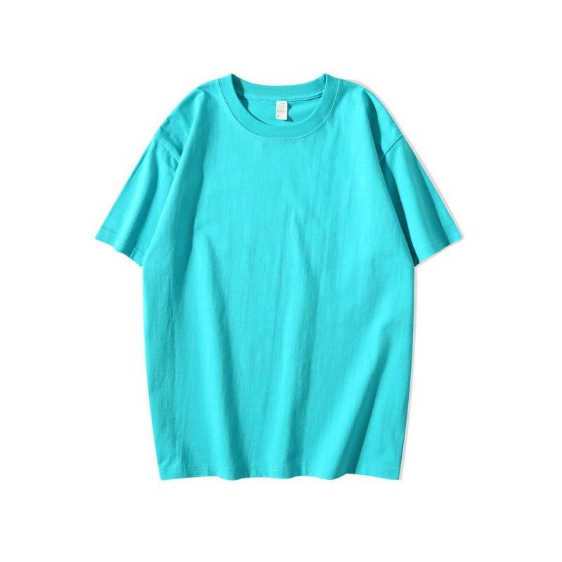 T-shirt a maniche corte con scollo a V in puro cotone da 320 g, stile americano, per uomo e donna, colore rosso ciliegia, estate_voghion.com