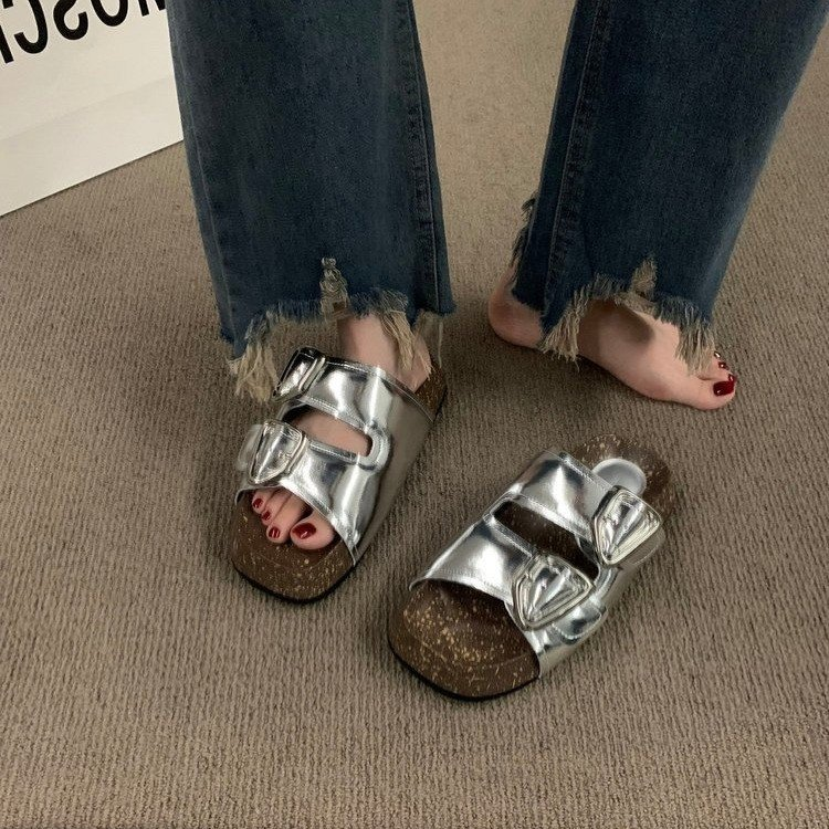 Forest Retro Platform Birkens Comfortable Casual Metal Buckle Slippers Summer New Open Toe Sandals Women S Shoes_voghion.com