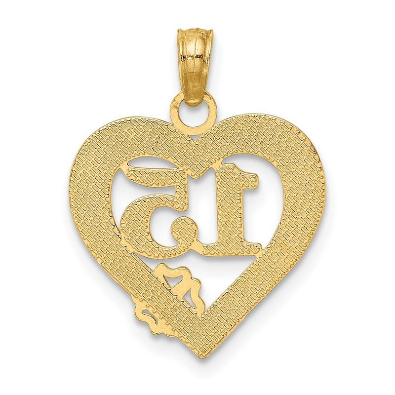 14K QUINCE ANOS 15 In Heart Charm_voghion.com