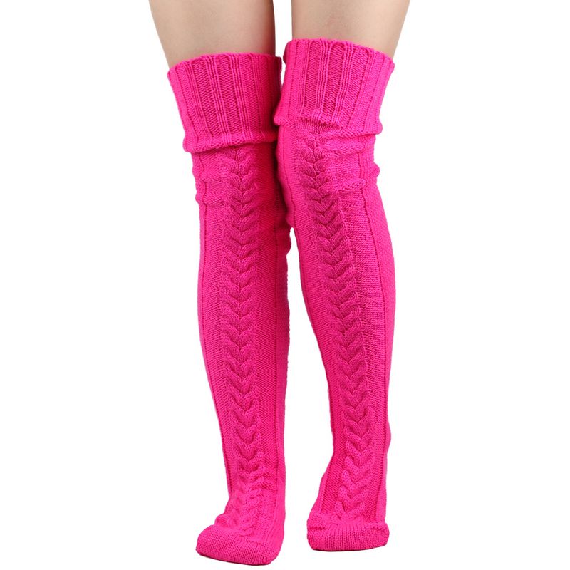 Unisex Overknee-Socken aus Flor, dicke Woll-Bodensocken für Damen, Fußwärmer, gestrickt, lange Overknee-Socken_voghion.com