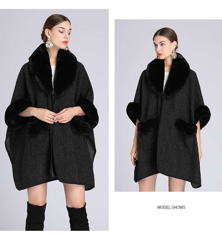 Damenkleeder Imitatioun Rex Kanéngchenpelzkragen Schal Mantel Grouss Gréisst locker Wollmantel Cardigan fir Fraen_voghion.com