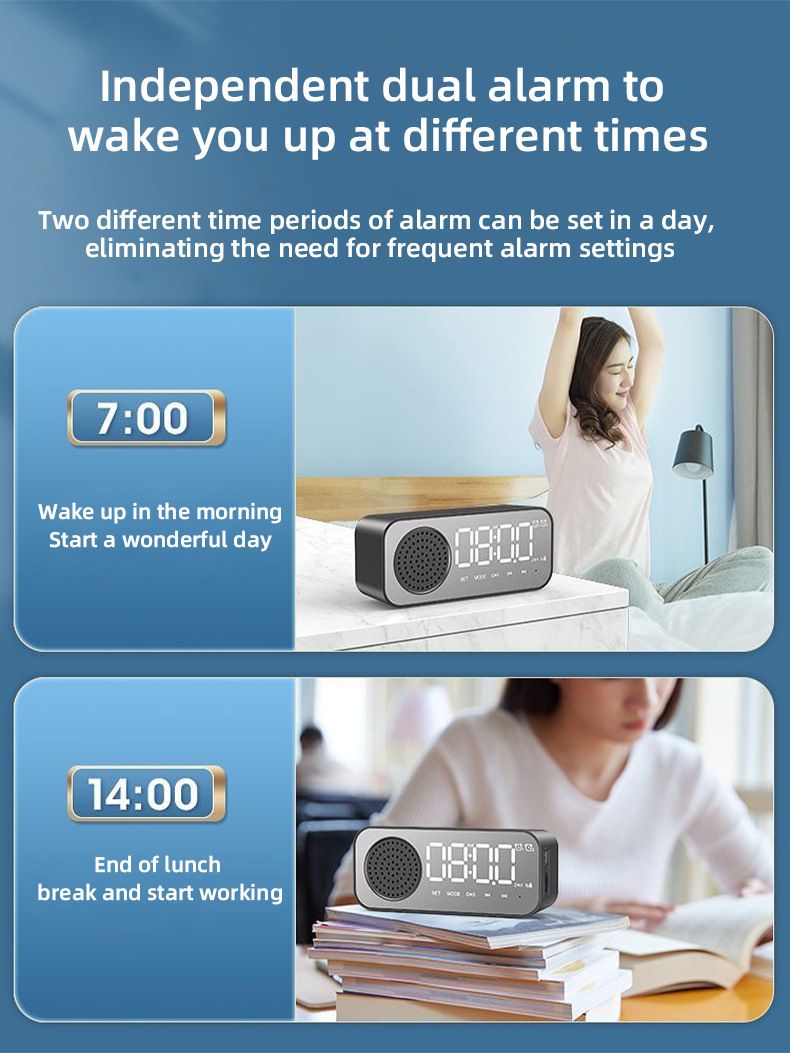 Neu Bluetooth Wecker Lautsprecher Englisch Desktop Tragbare Bluetooth Uhr Karte Lautsprecher Kompakte_voghion.com
