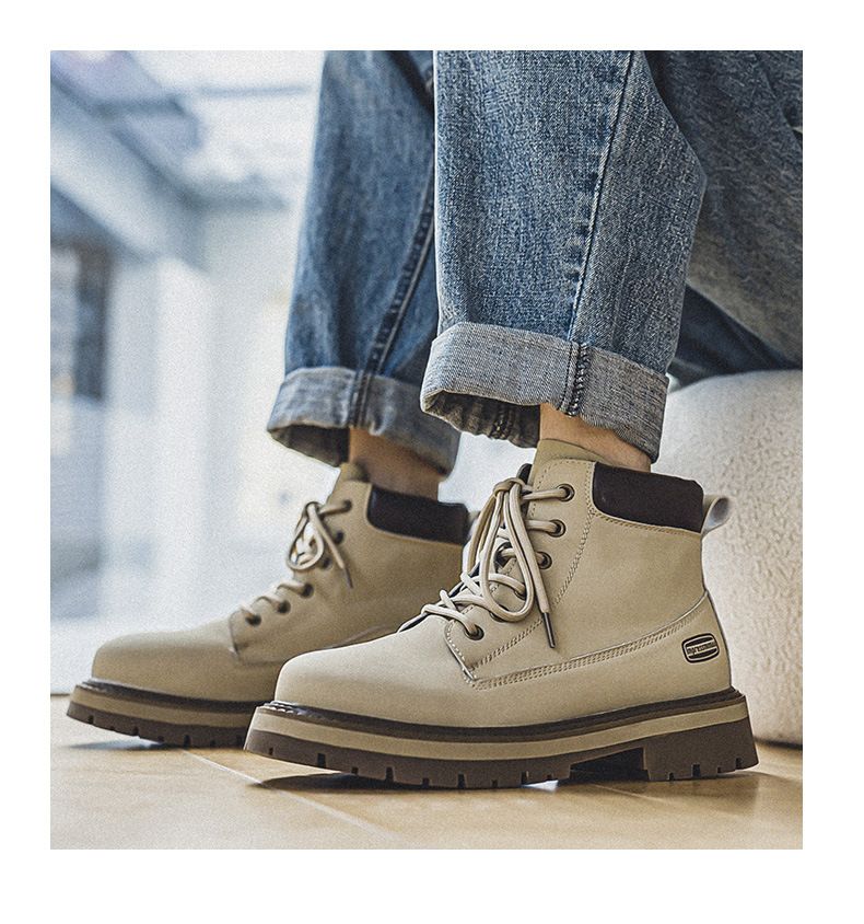 Rhubarb Boots Men's Thick-soled Heightening Desert Martin Boots High-top Men's Boots Functional Wind_voghion.com