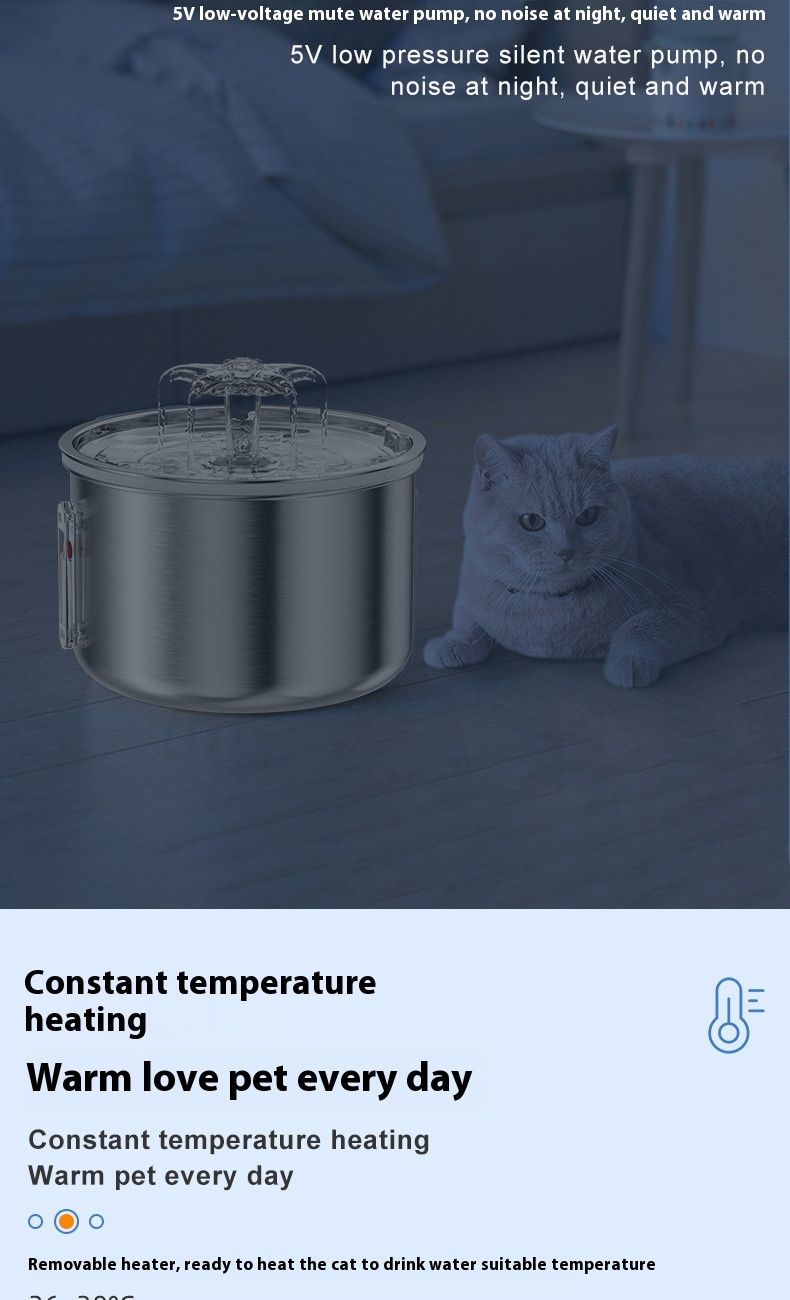 Pet stainless steel visual window, cat automatic dispenser, small flower fountain, intelligent water feeding supplies_voghion.com