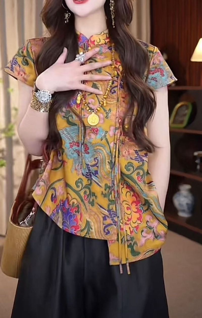 Schickes GraceChic GraceChic GraceChic Jacquard-Hemd im chinesischen Stil für Damen Sommer 2025 Neues europäisches Bestseller-Hemd in Übergröße mit figurformendem Effekt_voghion.com