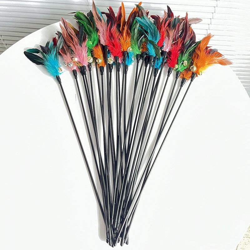 Pet Cat Toy Feather Bell Teaser Wand_voghion.com