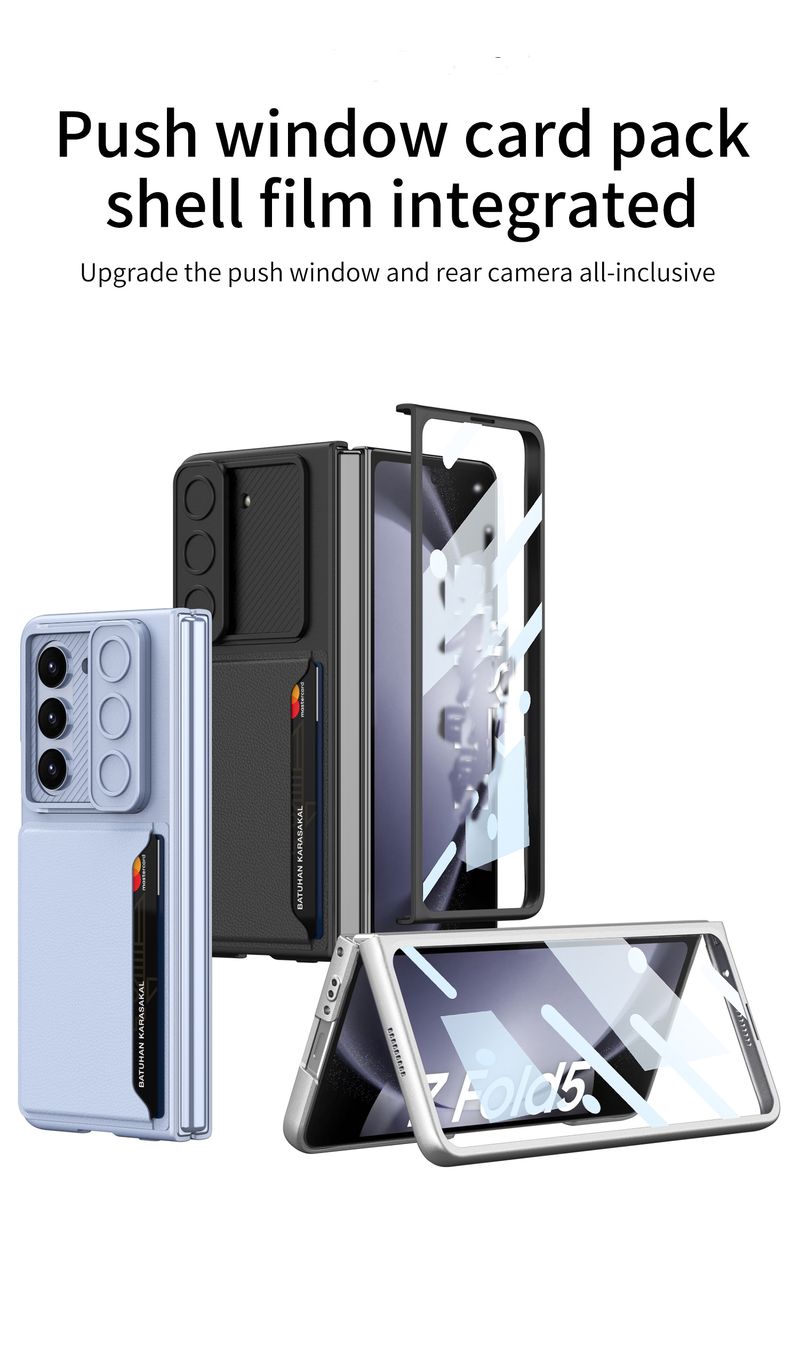For Samsung Galaxy Z Fold 5 Luxury Business Smooth Elegant Anti Drop Card Holder Phone Case Cover_voghion.com