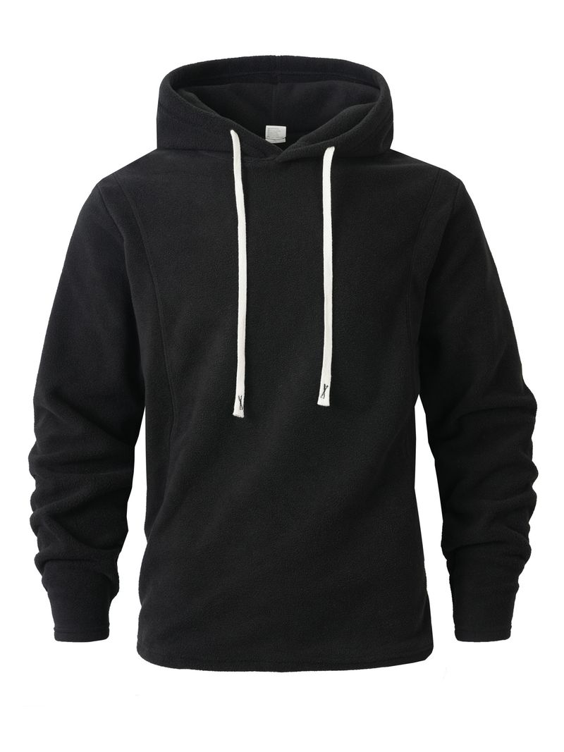 Felpa oversize con cappuccio in pile da uomo – Pullover invernale con tasche laterali (S-2XL, Nero/Blu navy/Antracite/Crema)_voghion.com