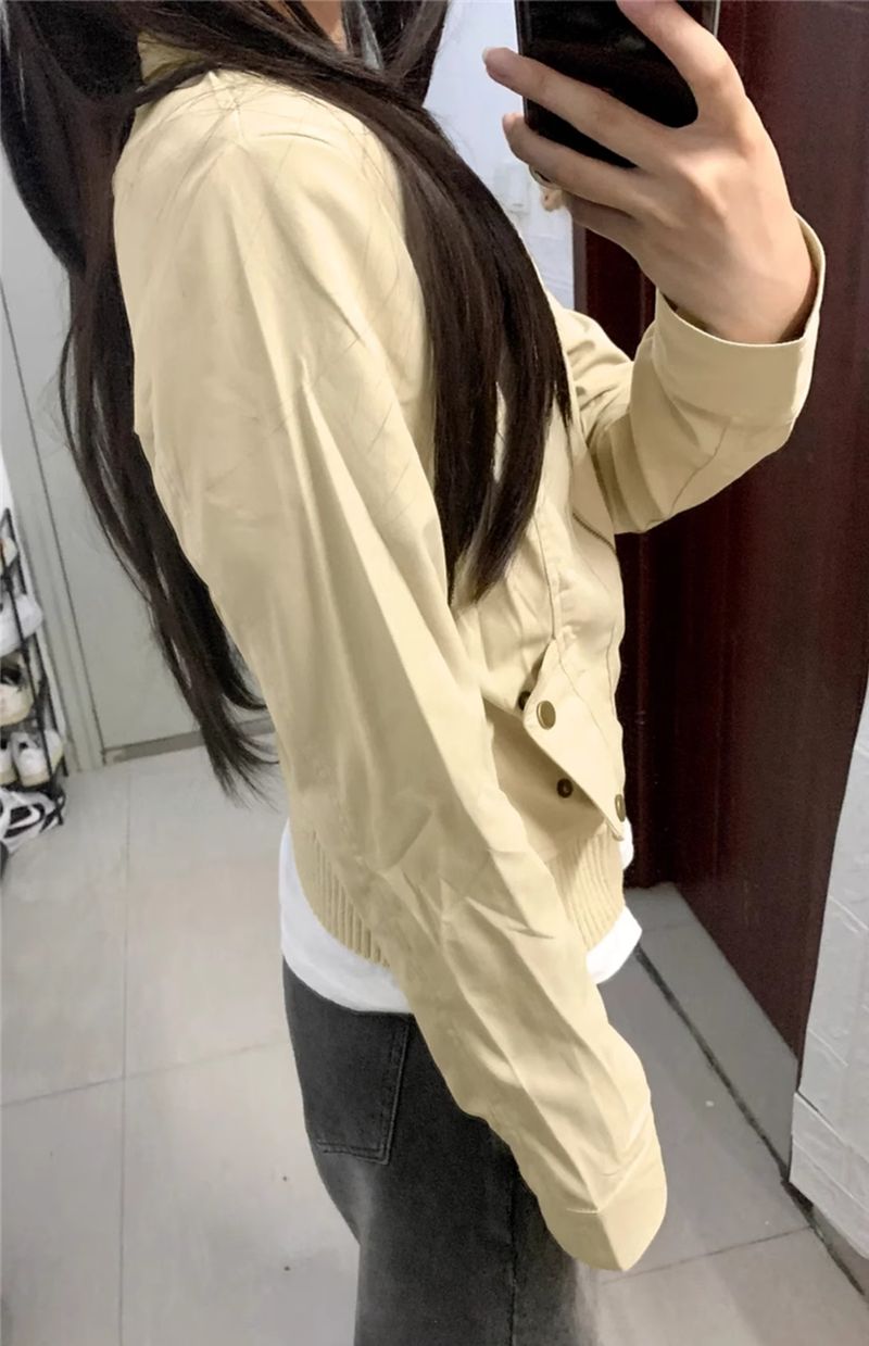 Veste style américain pour femme, nouveauté printemps-automne 2025, petite taille, cardigan court et fin_voghion.com