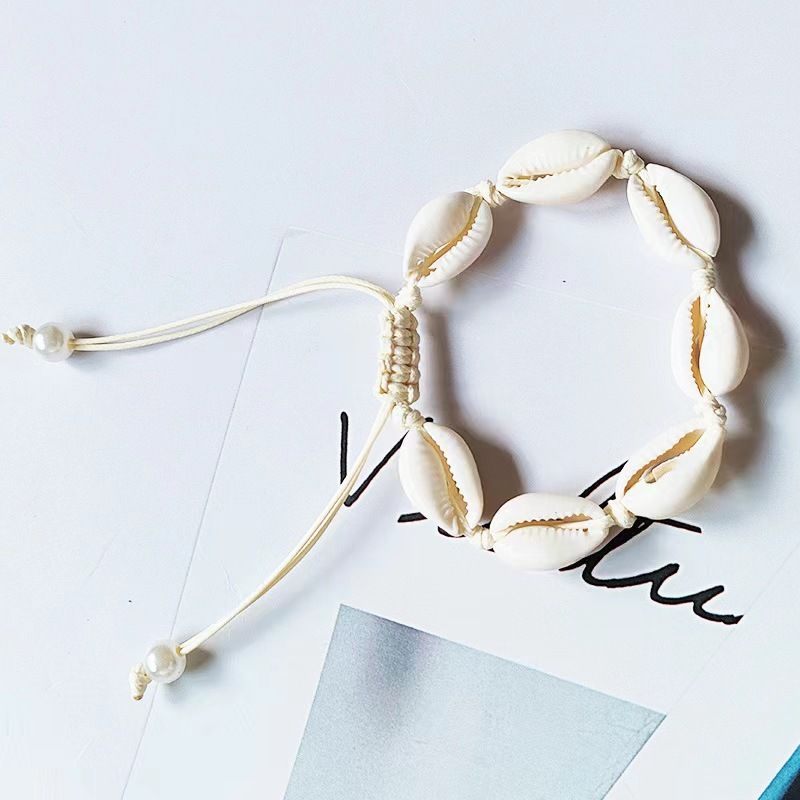 Braccialetto di conchiglie da spiaggia in stile bohémien alla moda, fatto a mano, fai da te, colorato, tessuto a mano puro_voghion.com
