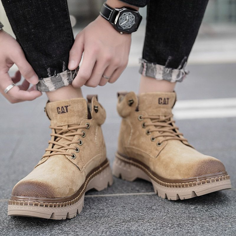 Neu Leder Frühling herren Schuhe High-top herren Erhöhung Werkzeug Martin Stiefel_voghion.com